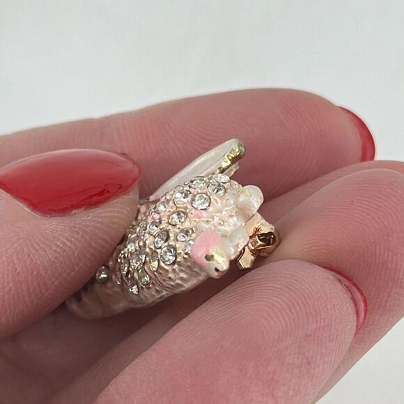 VTG Easter Rhinestone Pave Adorable Peter Cottontail Bunny Brooch - Picture 8 of 11